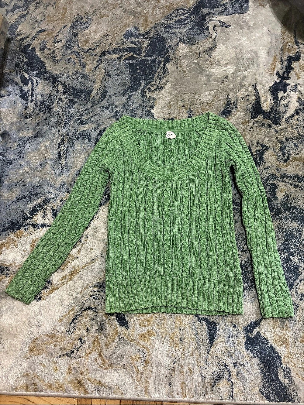 Old Navy Perfect Fit Cable Knit Scoop Neck Sweater, Green, Medium